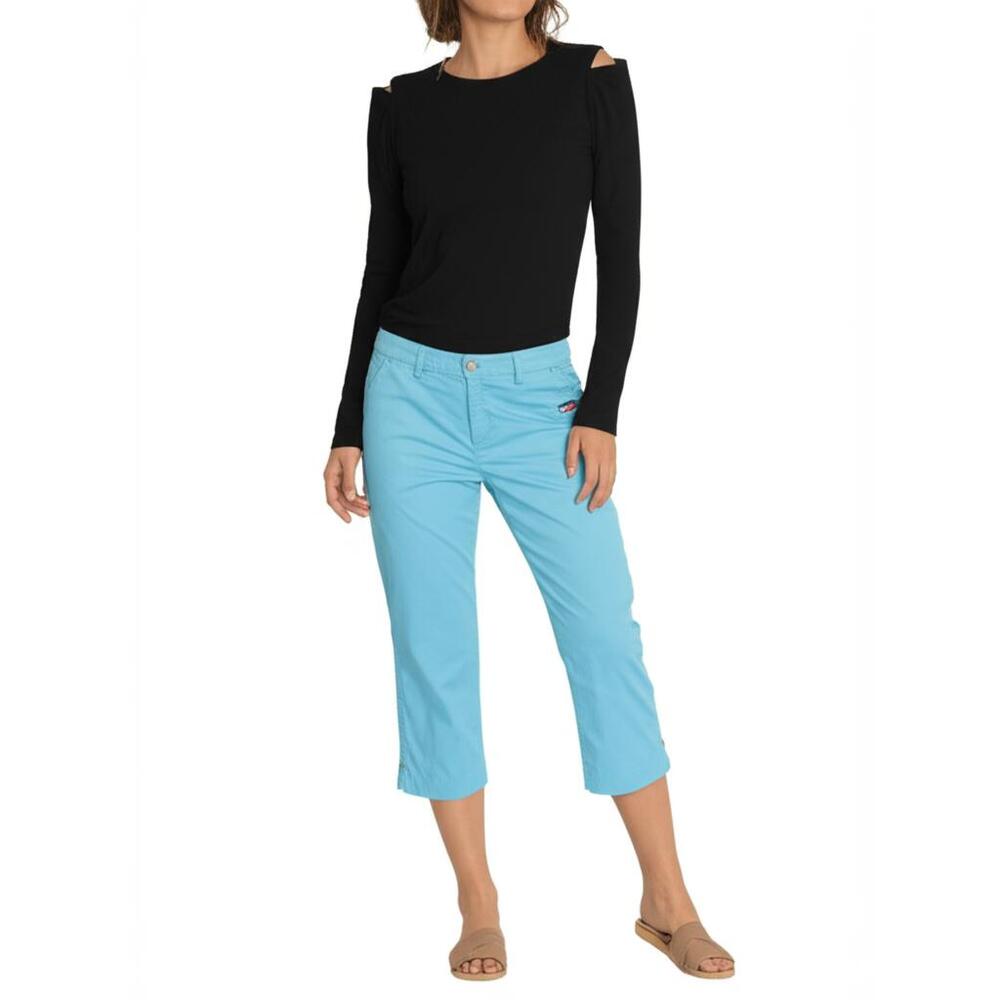 Khakis & Co Capri Pants Womens Size 10 Light Blue Cropped Relaxed Fit Summer